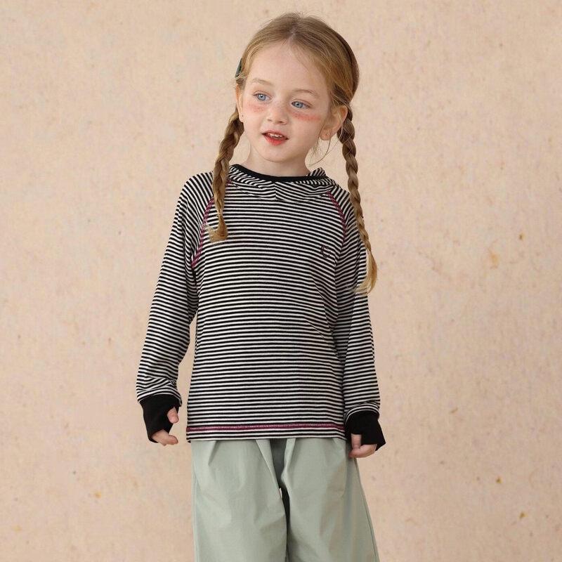 Girls' Tencel Wool Blend Striped Base Layer Top