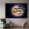 2D Black Bats on Full Moon Backdrop for Halloween Party, Trick-or-Treat and Haunted House Decor