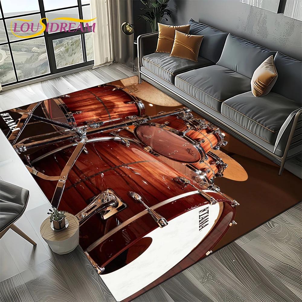 3D Music Instruments Drum Kit Drum Set Carpet Rug for Living Room Bedroom Home Sofa Decoration,Kids Area Rug Non-slip Floor Mat