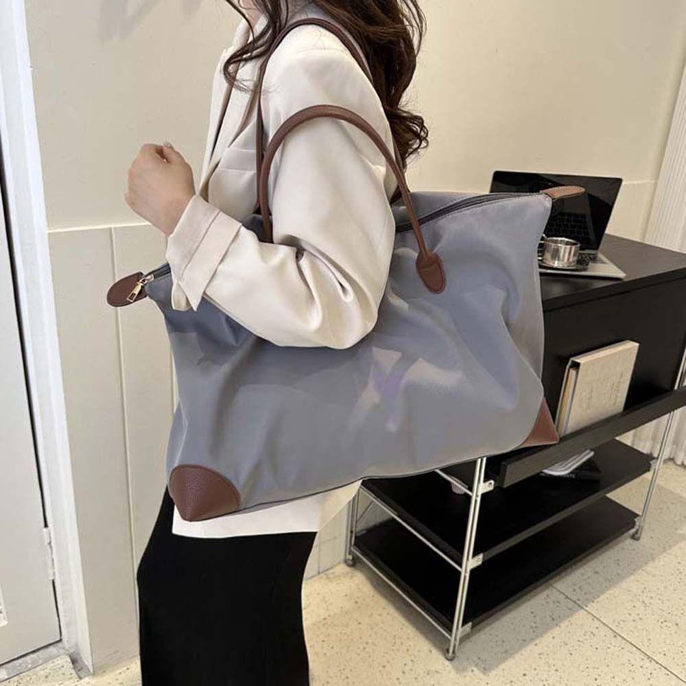 Solid Color Oxford Tote Bag Waterproof Simple Underarm Bag Fashion Nylon Shoulder Bag  Streetwear