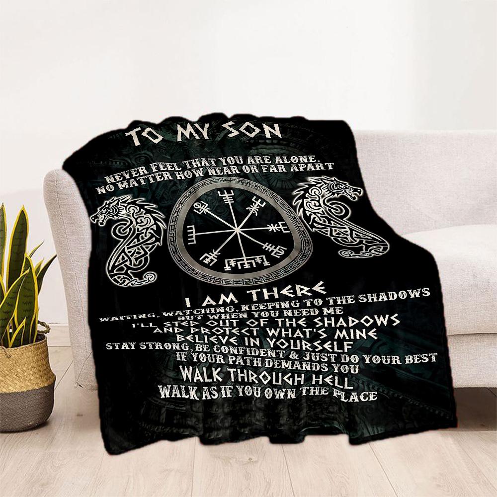 Viking Compass And Wolves Blankets Are Suitable for Living Rooms,making Them an Ideal Choice for Outdoor Travel and Gifts.