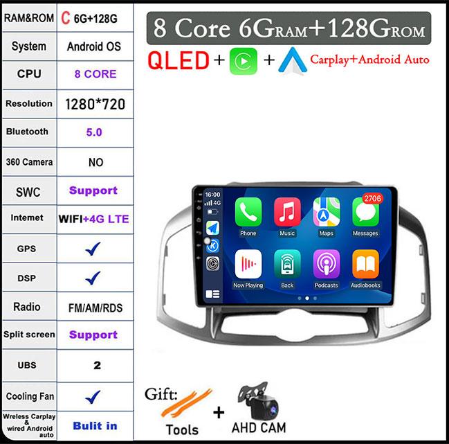 9" For Chevrolet Captiva 1 2011 -2016 Android 14 Car Radio Multimedia Auto Video Player Stereo Carplay GPS Navigation DSP