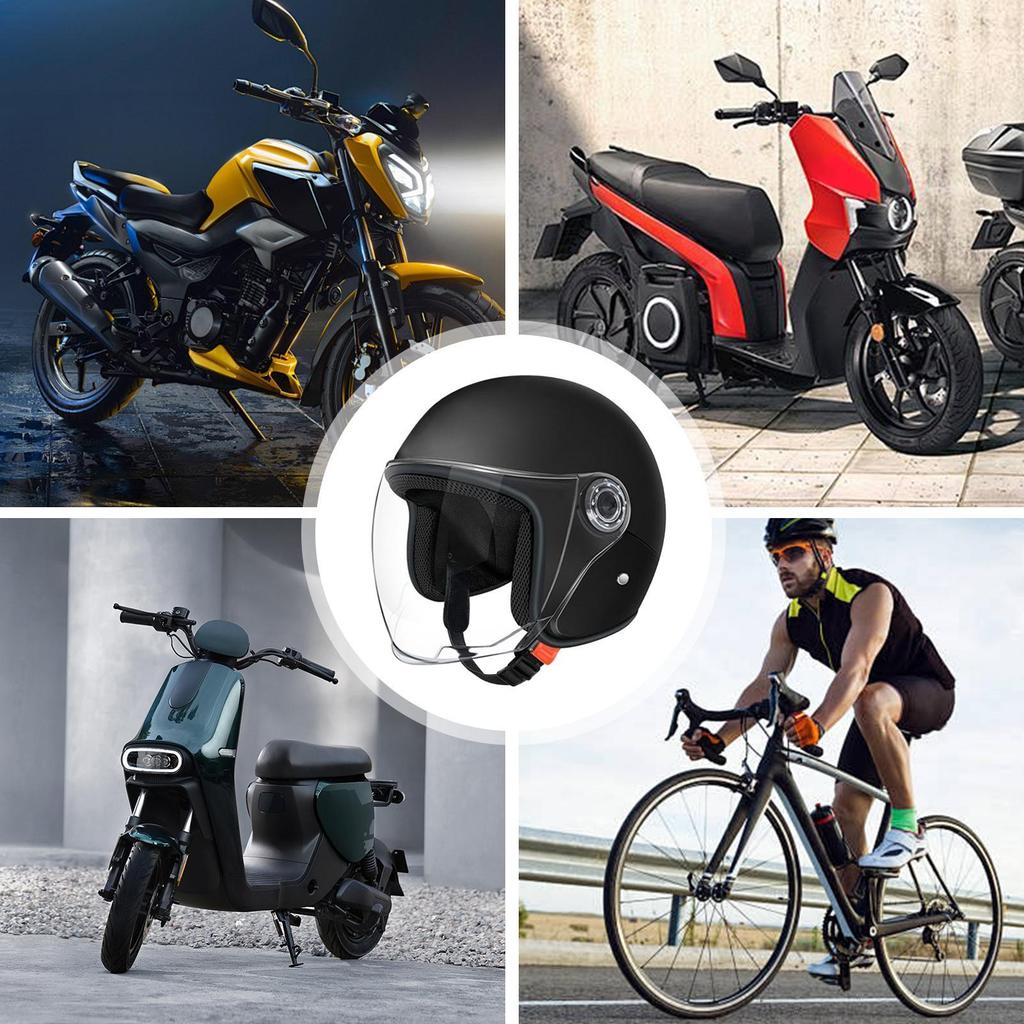 Electric Motorcycle Helmets Lightweight Cycle Half-helmets Retro Vintage Riding Lens Helmets Comfortable Ventilation Keep warm