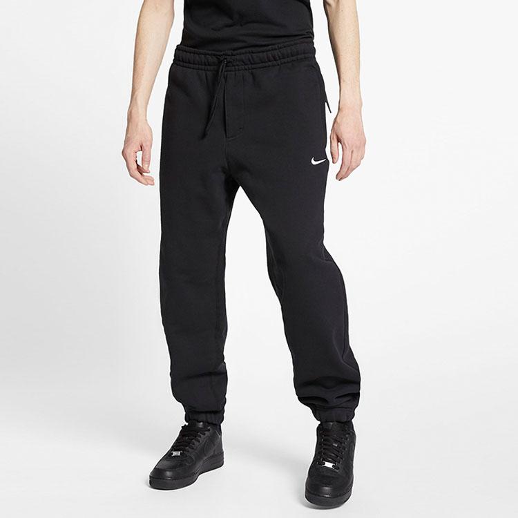 Nike Embroidered Logo Fleece-Lined Casual Sport Joggers Men Bottoms Black AV8279-010