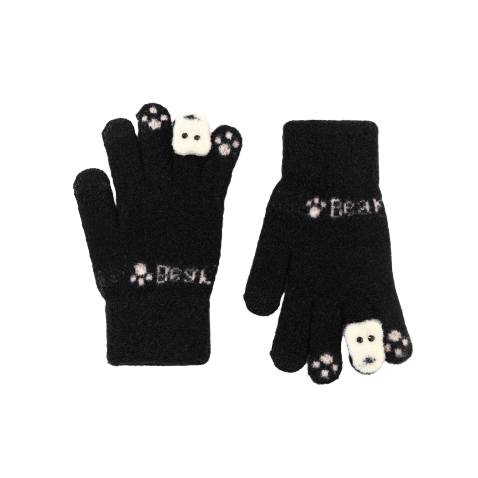 

Зимние перчатки Плюс бархатные Толстые Защищающие от холода Велосипедные Сенсорные Вязаные перчатки Теплые Унисекс Шерстяные перчатки One Size чёрный