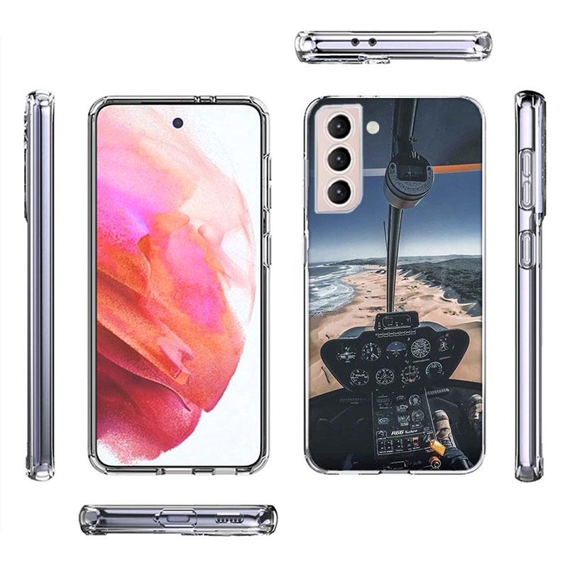 Deluxe Helicopter Fighter Cockpit Phone Case For Samsung Galaxy S25 Edge S24 S23 FE S21 S20 S10 Plus S22 S26 Ultra Cover Clear C
