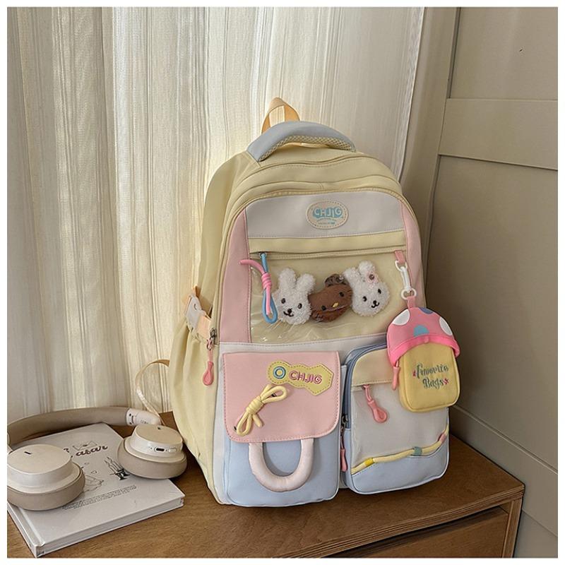 New high-value, fresh and sweet backpack, color-contrasting splicing large-capacity backpack for junior and high school students