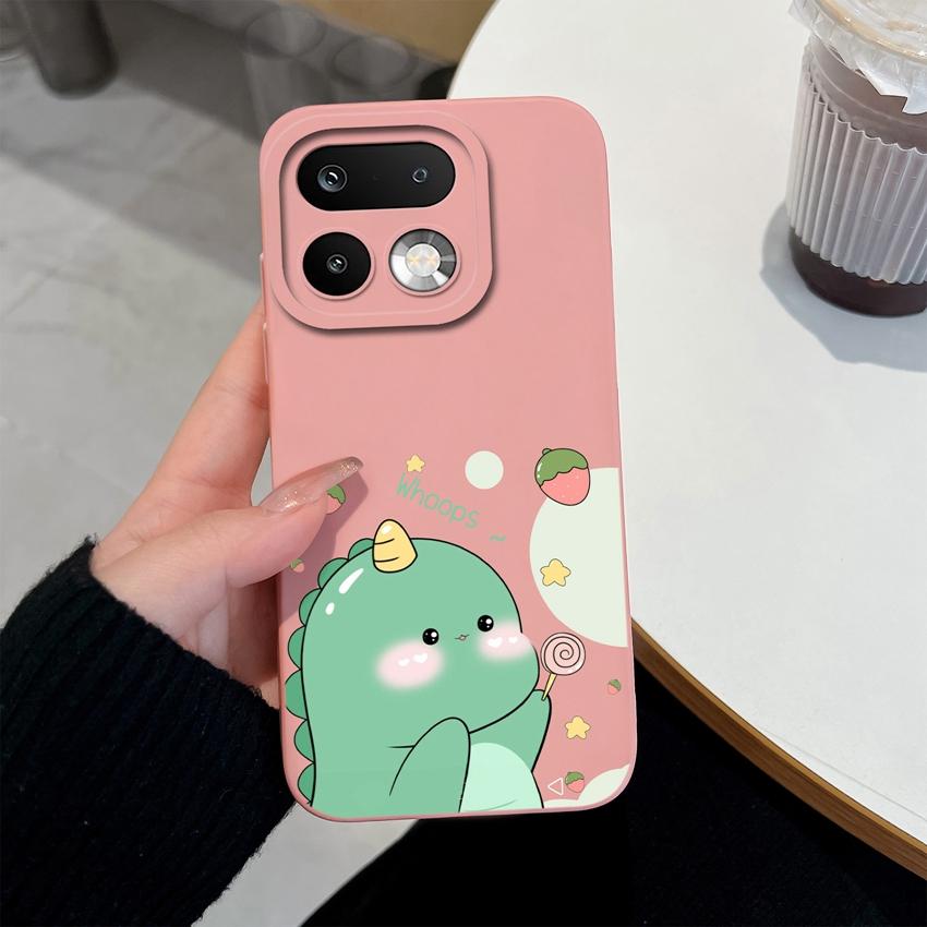 For Oppo Realme 16 14 15 Pro Plus C85 OPPO Reno 15 Pro 15F A6X Phone Case Lovely Dinosaur Camera Coverage Lightweight Soft Liquid Silicone Back Covers