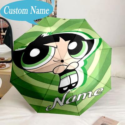 Custom Name Umbrella Powerpuff Adventure Umbrella 8-Frame for Travel, Camping, Casual Lightweight Portable, Essential for Family Gifts