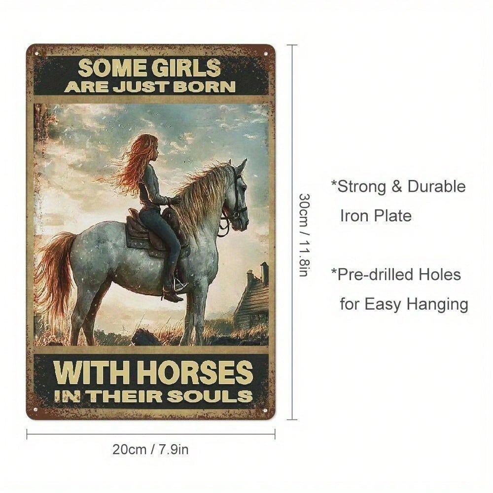Metal Horse Wall Art Vintage Tin Sign Farmhouse Decor Western Bar Rustic