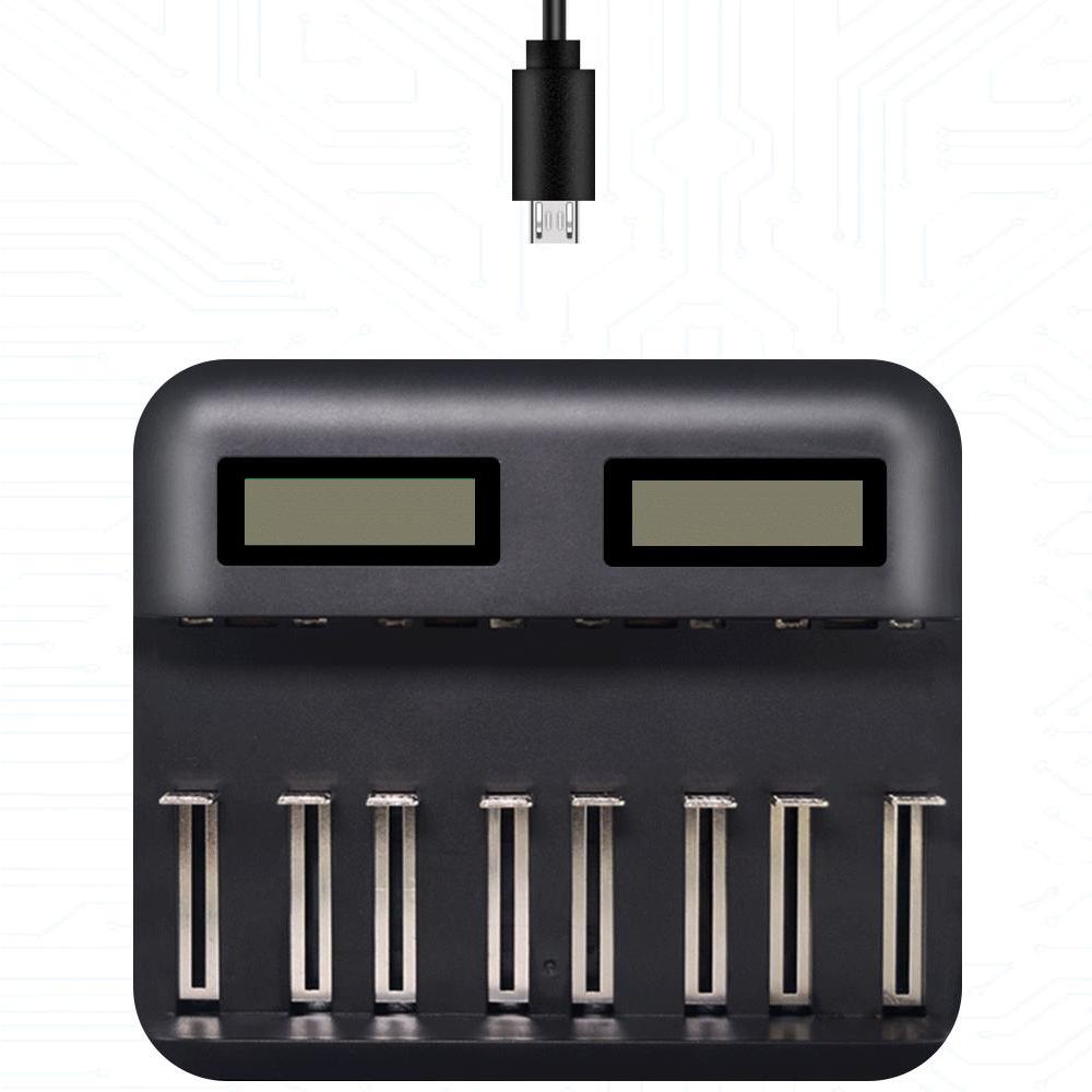 Multifunkční nabíječka 8 slotů LCD displej USB chytrá nabíječka baterií pro AA AAA SC velikost CD dobíjecí baterie 1,2V Ni-MH Ni-CD Rychlá nabíječka