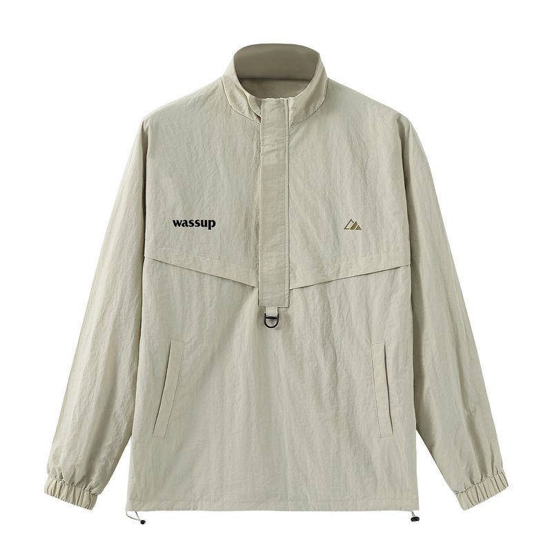 Wassup Letter Trendy Brand Half-Collar Men's Jacket Top Autumn and Winter American Street Style Couple Waterproof Windbreaker