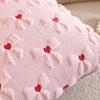 Bow Heart Decorative Throw Pillow Covers 45x45CM Faux Fur Jacquard Cushion Cover Valentines Day Pillowcases for Sofa Couch Home