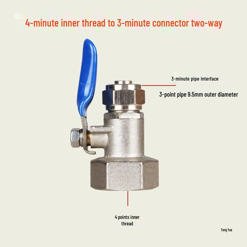 Domácí čistička vody Vstupní T-kusový konektor s kulovým ventilem, 4-cestný na 2/3bodový spínač