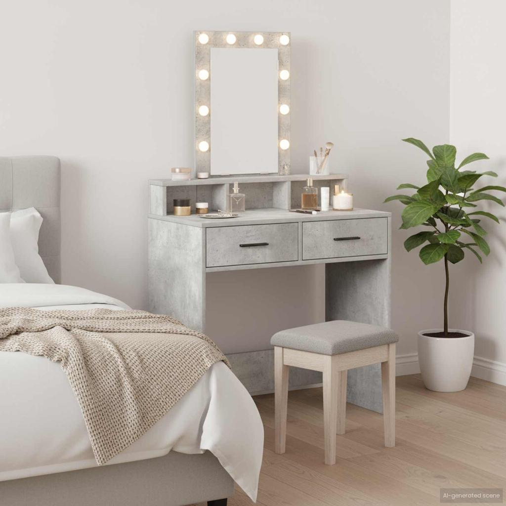 Makeup Table with Drawers Gray 79 x 41 x 140 cm Engineered Wood
