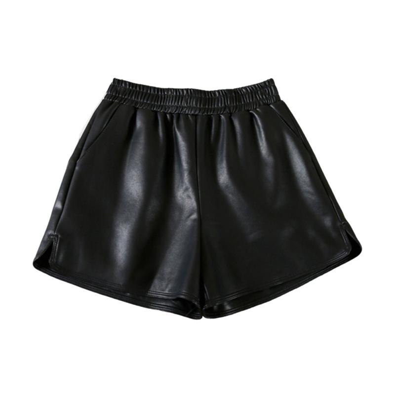 Women s PU Leather Shorts Wide-legged Shorts 3XL