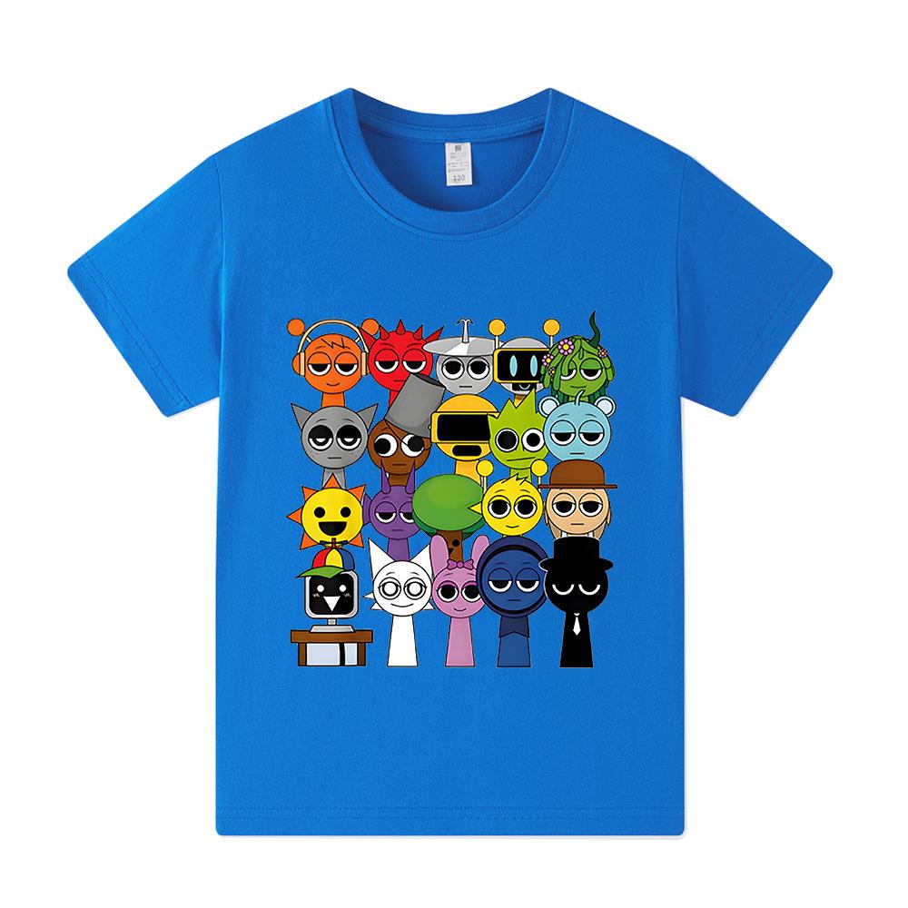 Summer Rhythm Box Sprunki Casual Fashion T-shirt Hip Hop Style Printed Round Neck Short Sleeve Unisex Fashionable Clothing