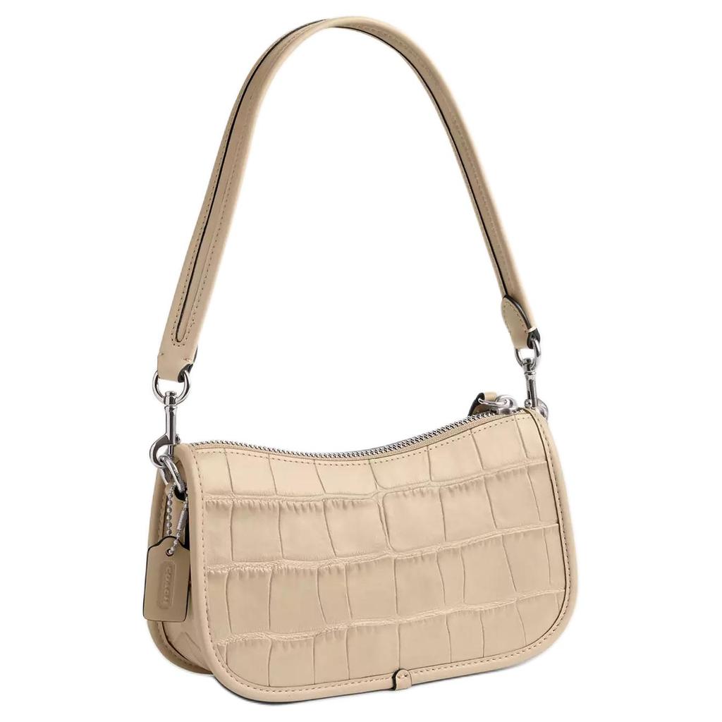 Coach Swinger 20 Silver Metal Zipper Closure Exquisite Calfskin Handheld Shoulder Bag Small Women Handbags Ivory CP024-LHVT5