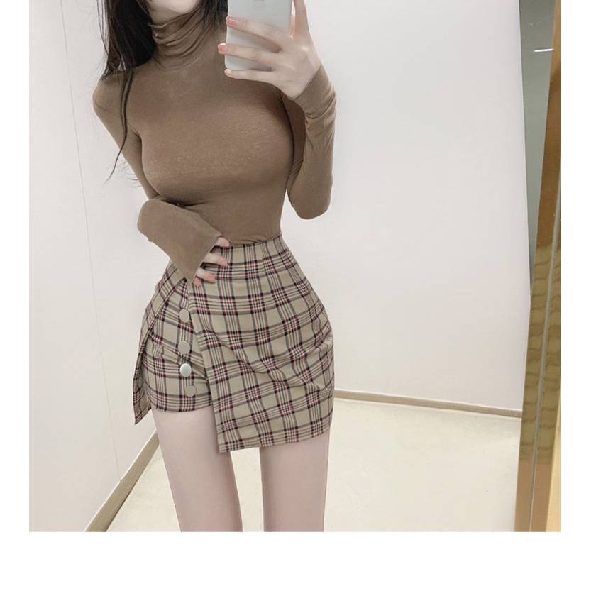 Autumn Winter Women Sexy Slim Cotton Shirt High Neck Long Sleeve Tops