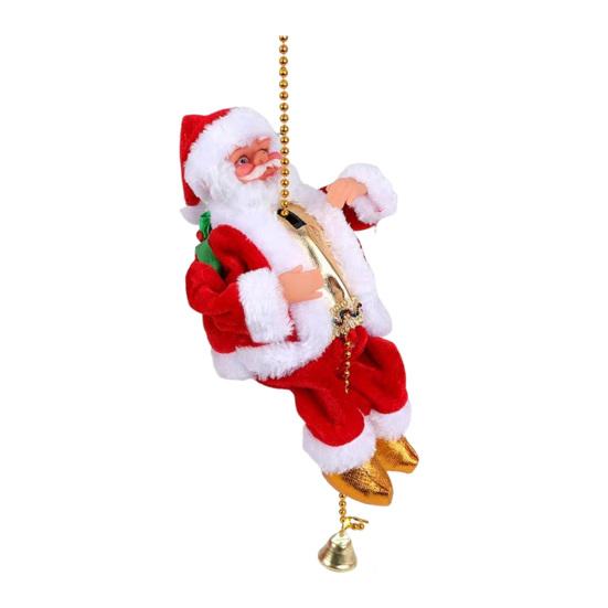 Yousheng Santa Claus Musical Climbing Rope Electric Climbing Santa with Music Christmas Hanging Climbing Santa On Rope for Tree Fireplace Home Decor