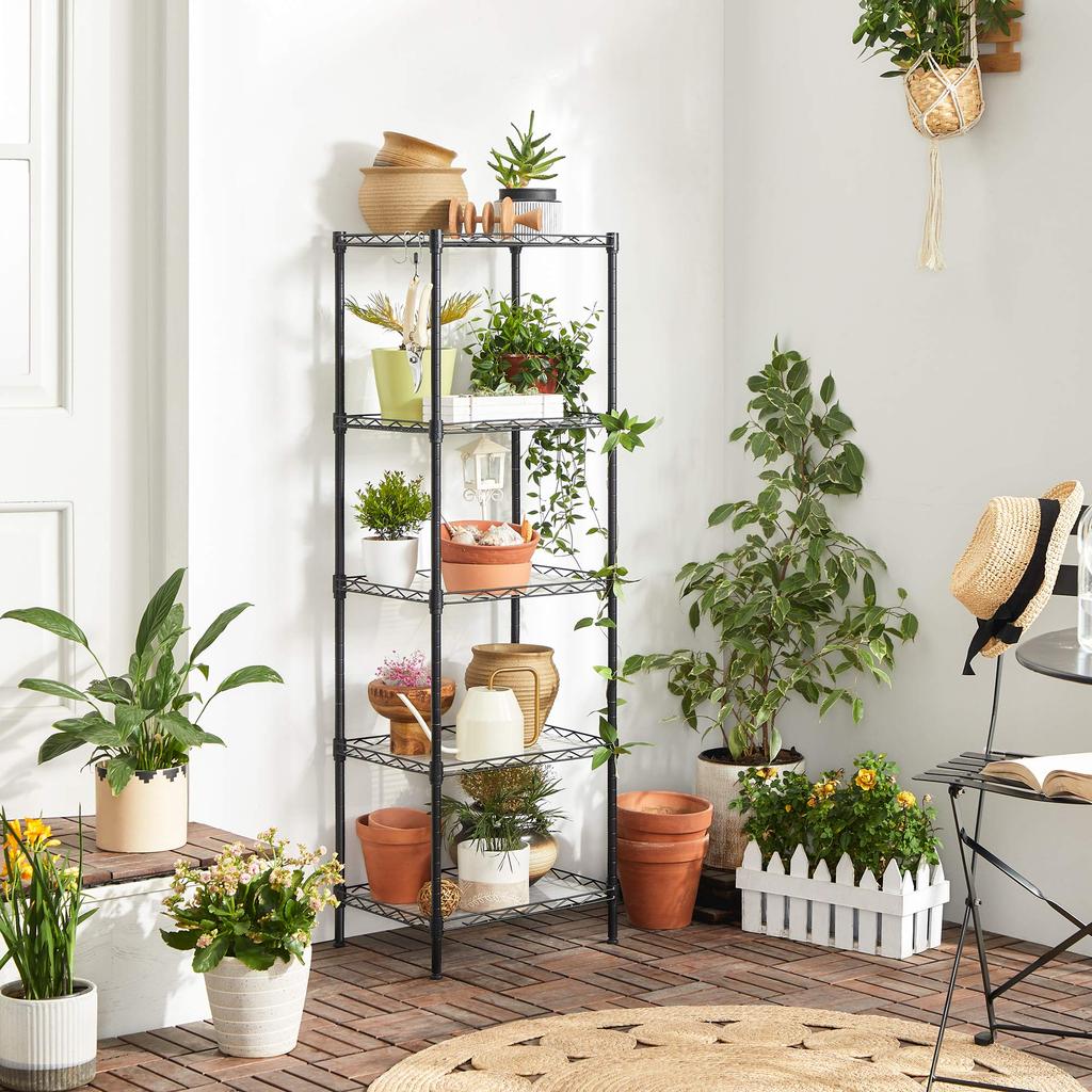 SONGMICS Rack Width 40CM Steel Rack 5 Tier Gap Storage Shelf Slim Kitchen Cart Bathroom Storage Storage Rack Height Adjustable Stylish Shelf Depth 30
