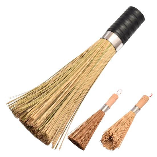 Bambusový kartáč na hrnce Hloubkové čištění Šikmá hlava Design s dlouhou rukojetí Čistič hrnců Snadné čištění Multifunkční čistič kuchyně