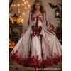 2026 Halloween Womens V-Neck Long Sleeve Maxi Dress With Ghost Pumpkin Witch Print High-Waist Loose Fit Party Gown