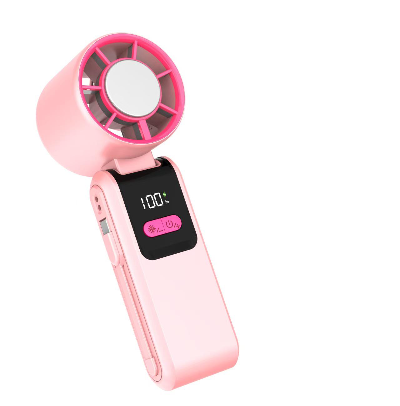 

2026 New Leafless Handheld Fan: Rechargeable, Silent, Portable, Strong Wind, Cooling with Semiconductor and Ice Pack 63*58*177 рожевий