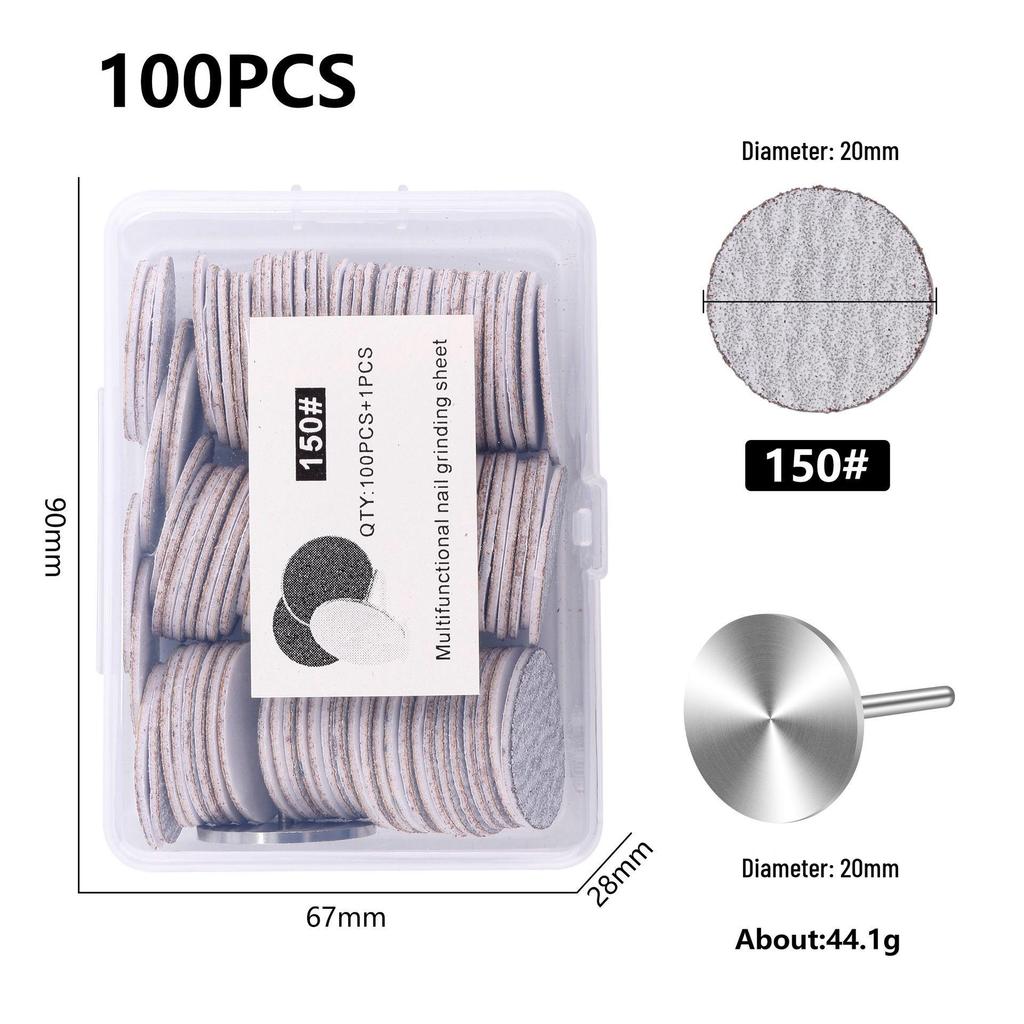 Nail Art Sand Disc for Polishing, Shaping, and Filing Extension Nails - 100 Pieces