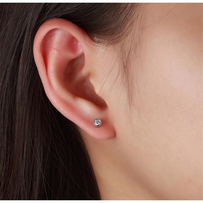 Stud Earrings For Women And Men Silver Plated Bubble Cubic Zirconia Round Stone Simple Earrings Small Fashion Jewelry CCE631