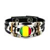 Factory National Country Flag Design Bracelet Crystal Bead Snap Button Sports National Team Jewelry Gift Leather Wrap Bracelet