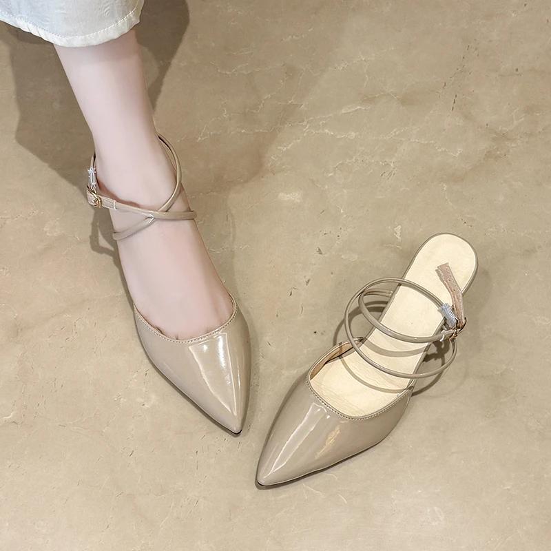 Sandales Femmes à Talons Fins Bout Pointu Polyvalentes Décontractées 2026 Mode Été Design de Niche à Lacets/à Enfiler Sandales de Ville Femmes