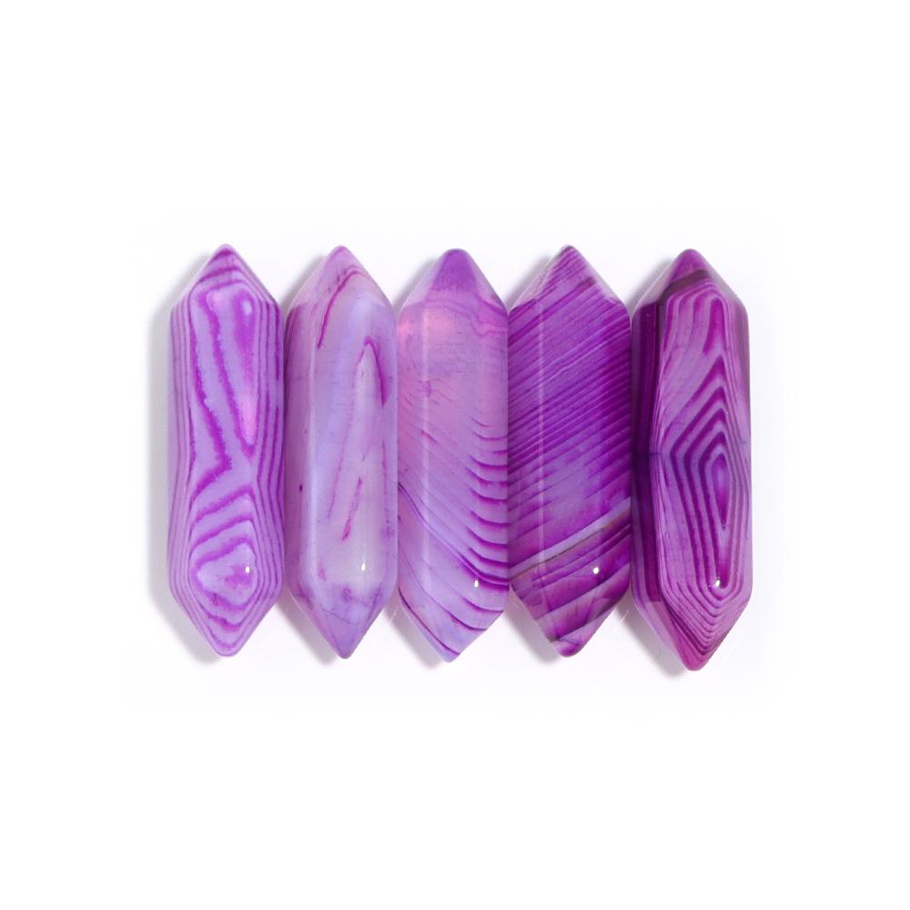 5Pcs Natural Stone Emperor Stone Agate Tiger Eye Hexagonal Column No Hole Stone For DIY Handmade Necklace Pendant Jewelry Making