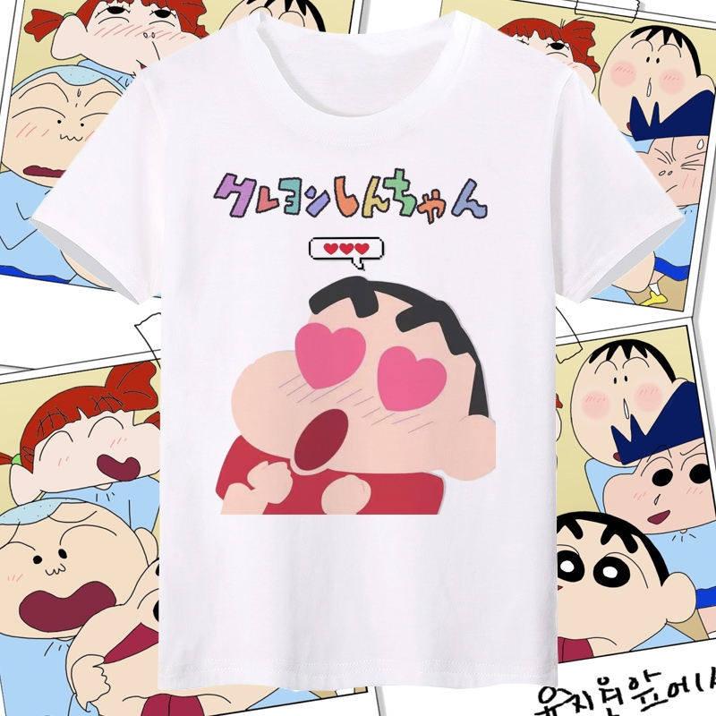 Crayon Shin Chan All Characters Print T Shirt Unisex Women Cute Cartoon Casual Short Sleeve Anime Tee Top