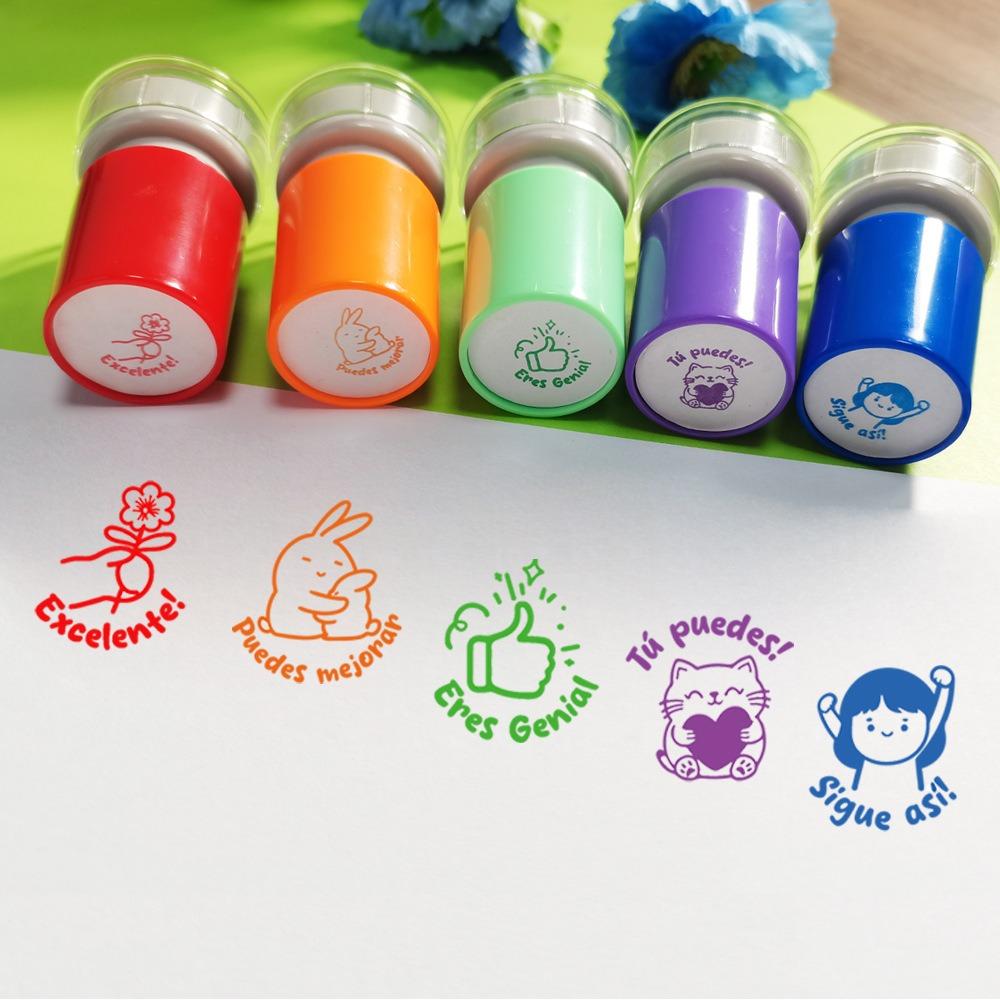 

5Pcs Set Award Teacher Seal Stamp Cute Animals Homework Correcting Stationery Earning Students