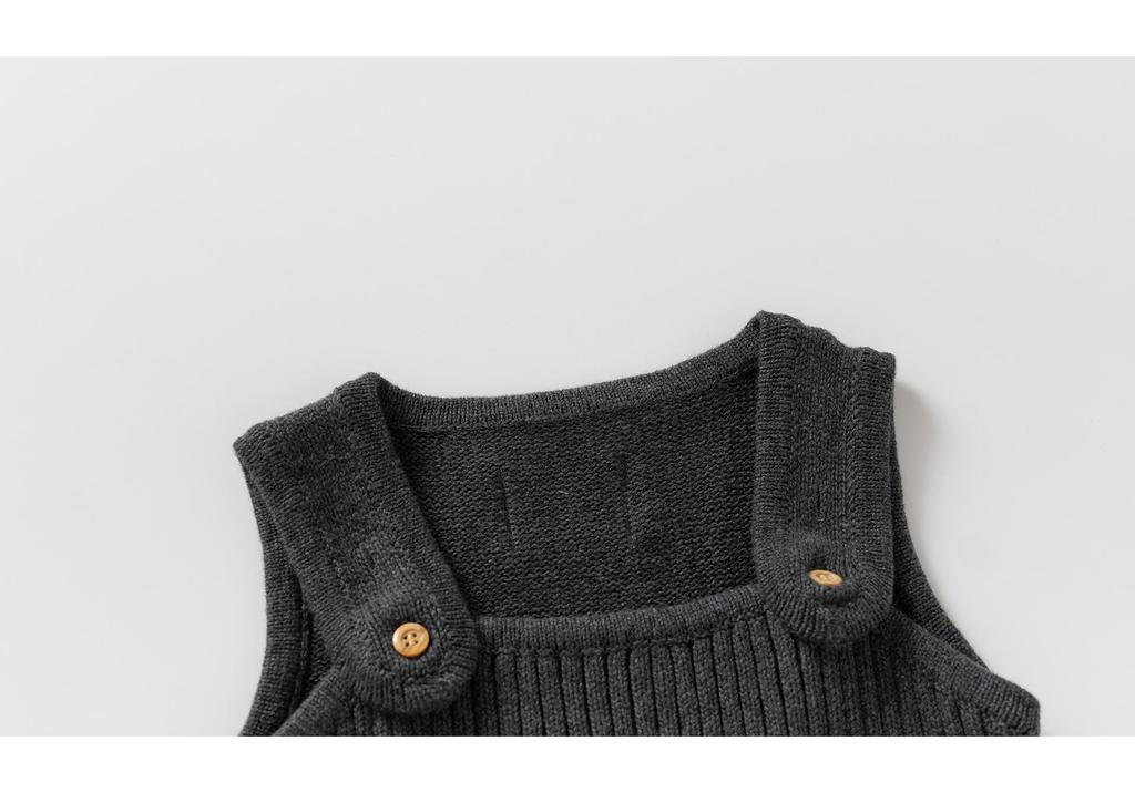 2025 Autumn/Winter Unisex Baby Wool Knit Dark Grey Overalls Jumpsuit