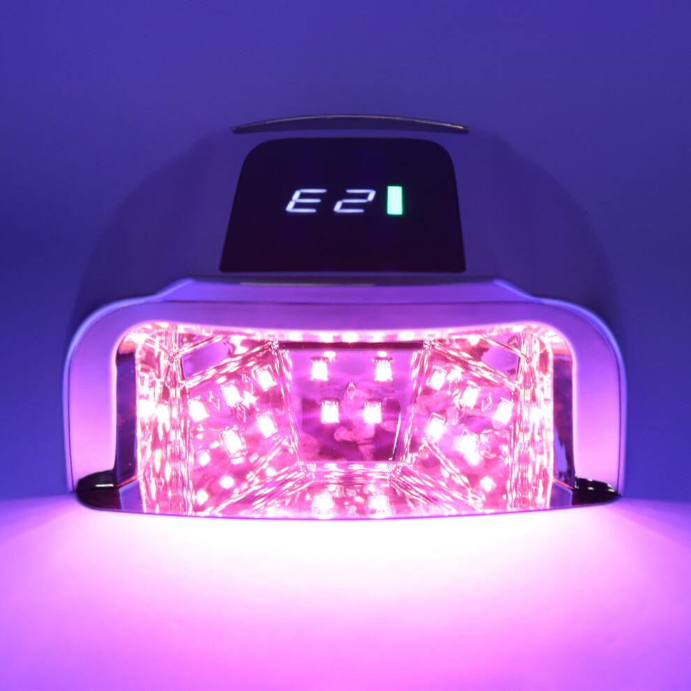 UV Nail Light 96W 42 Light Chips Rechargeable Nail Curing Lamp Nail Dryer for Gel Polish Silver Plating Color 100‑240V EU Plug