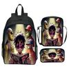Gorillaz UK Virtual Band Printed Cartoon Backpack 3-Piece Set School Bag Lightweight Large Capacity