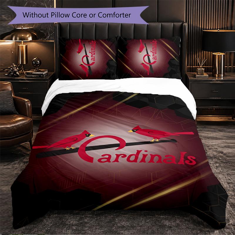 St. Louis Cardinals Pattern Microfiber 3Pcs Bedding Set Decor Duvet Cover Set For Bedroom Home Use