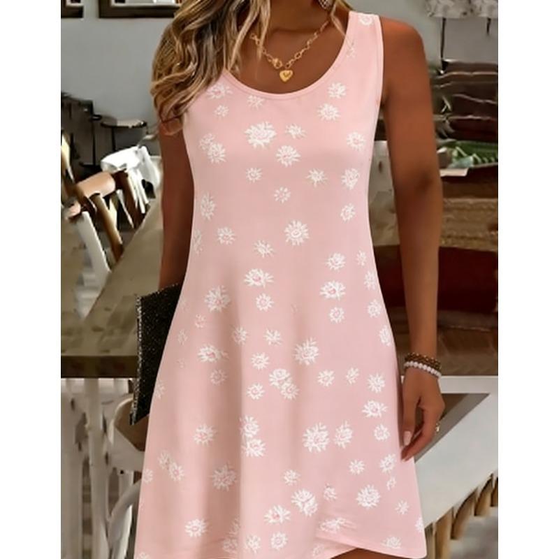 Summer Women s Fashion Sleeveless Tank Top Round Neck Pocket Casual Dress Women s Clothing S