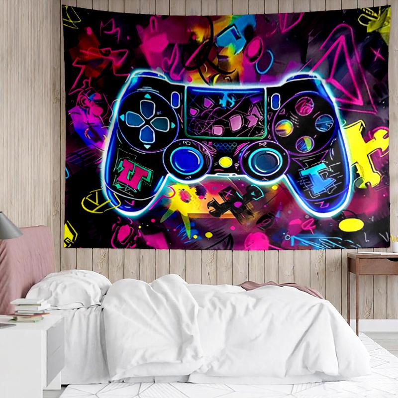 Game-Controller Print Tapestry, Backdrop, Easy Setup, Ideal for Bedroom, Office & Living Room, with Aesthetic Wall Hanging Decor.