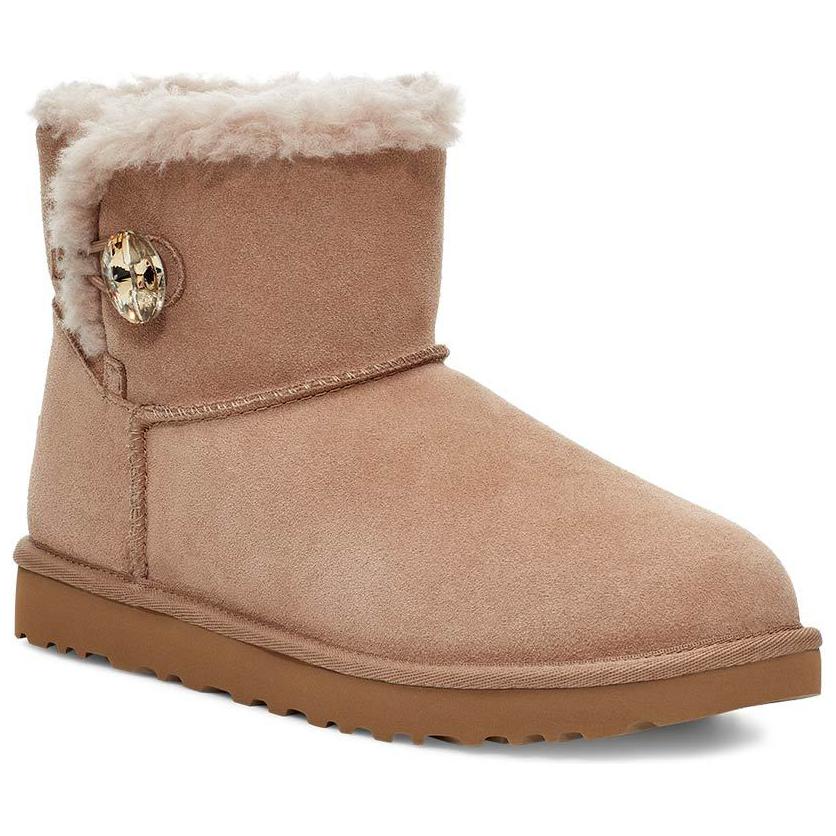 UGG Bailey Mini Button Gold Bling Warm Comfortable Short Snow Boots Women boots Brown 1118998-ARGL