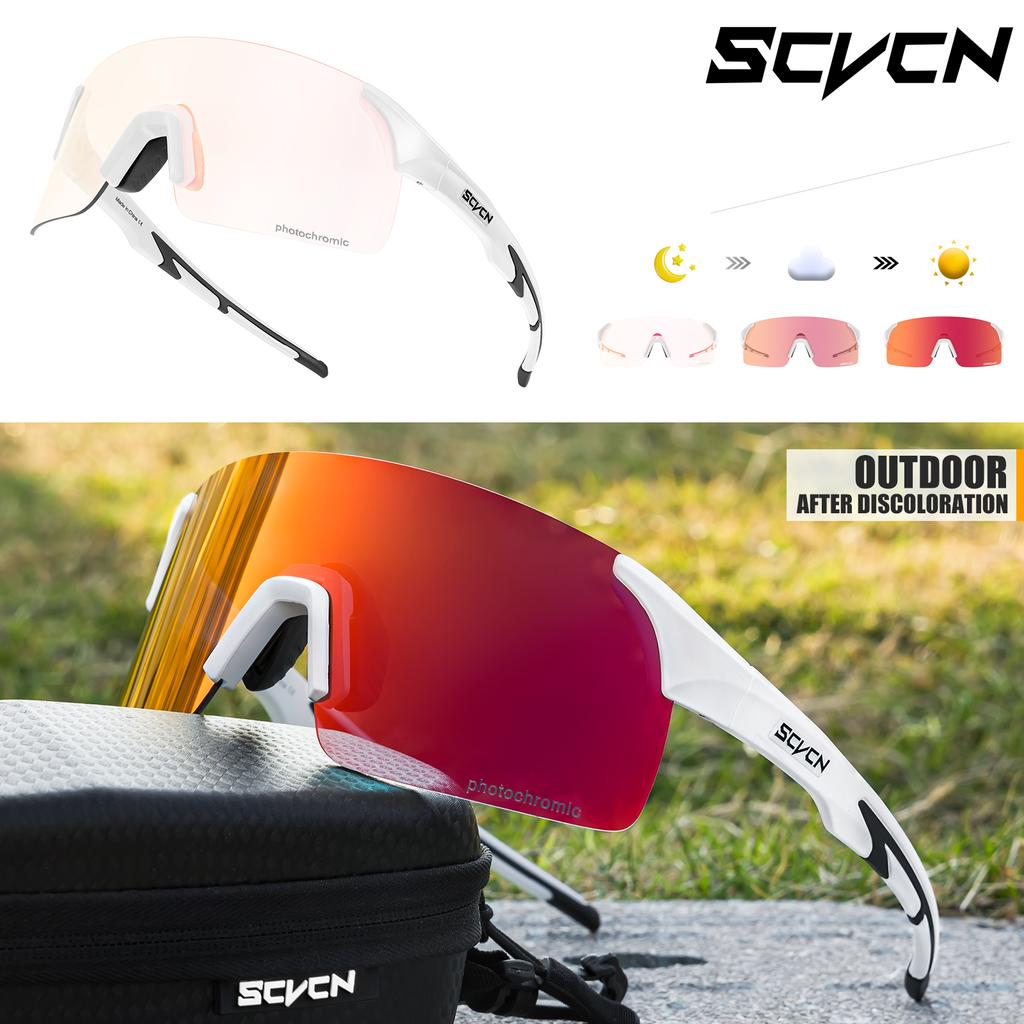 Scvcn Photochromic Sunglasses Cycling Blue Outdoor Sports Bike Glasses Red Man MTB Fishing Glasses Eyewear Bicycle Goggles 2024