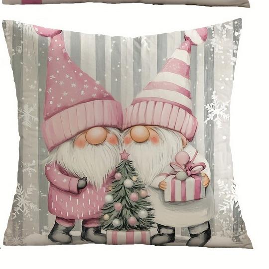 

Pink Christmas Pillowcases: Let It Snow & Merry Christmas Decor! sofas, bedroom pillow covers, holiday gifts 18x18Inch