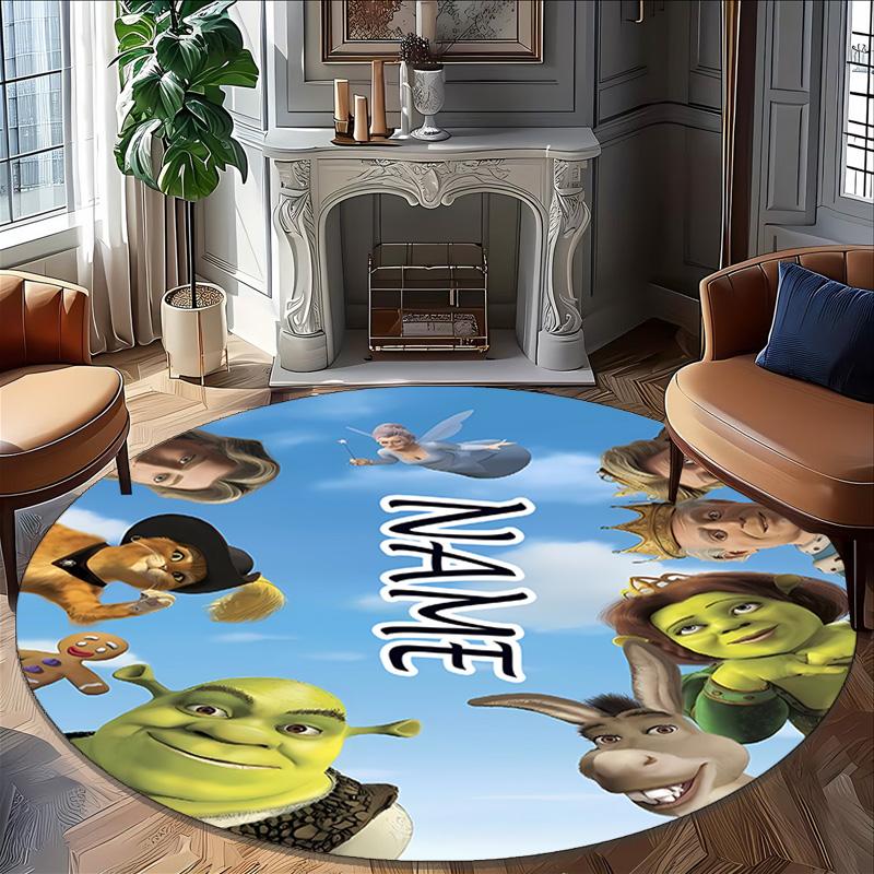 Customizable S-Shrek3 Round Non-Slip Carpet - Ideal for Garden, Picnic, Office, Perfect for Decoration, Suitable For All Seasons