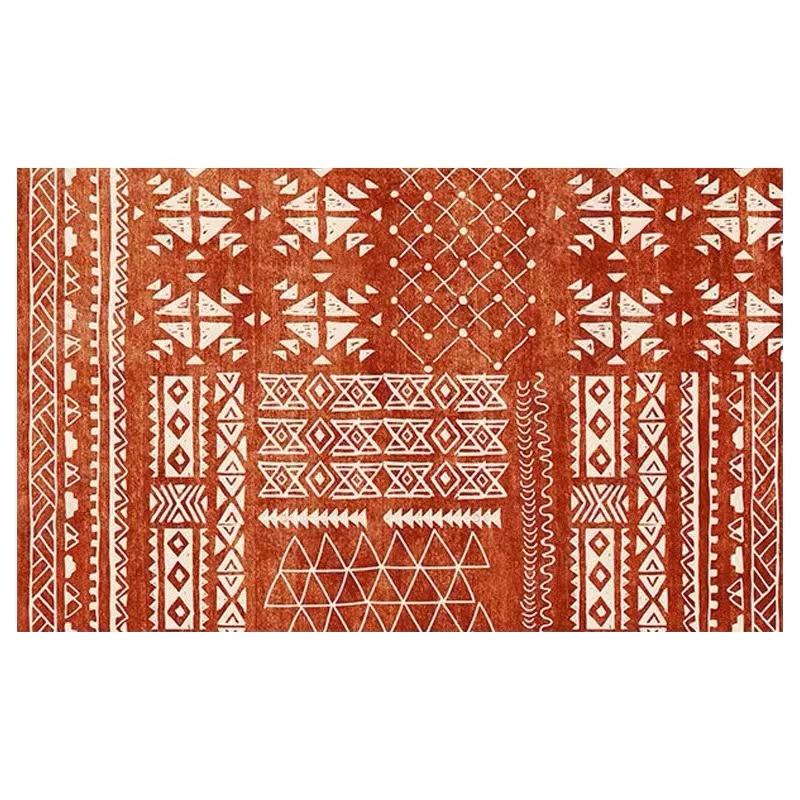 Morocco Vintage Living Room Rug Home Sofa Coffee Table Rug Room Decor Bedside Blanket Non-Slip Crystal Velvet Floor Mat