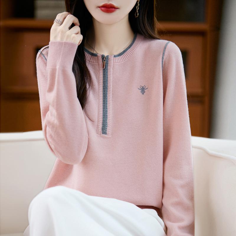 Women's Cashmere Sweater Qinghe Cashmere 30% Cashmere 70% Wool Autumn and Winter Pullover Warm and Fashionable