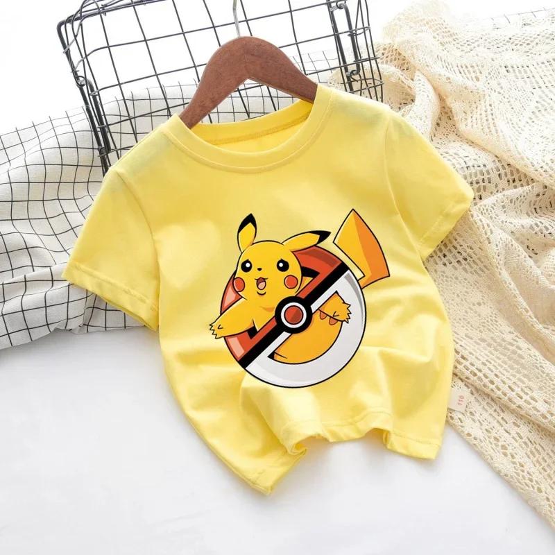 2026 Kids ShortSleeved Cartoon Printed Pikachu Game New Style TShirt Boys and Girls Casual Shirt for Leisure UseSportsShirt