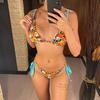 Seksowne kwiaty drukowane łączenie bikini na ramiączkach damski strój kąpielowy damskie stroje kąpielowe dwuczęściowy zestaw bikini kąpiący strój kąpielowy pływać