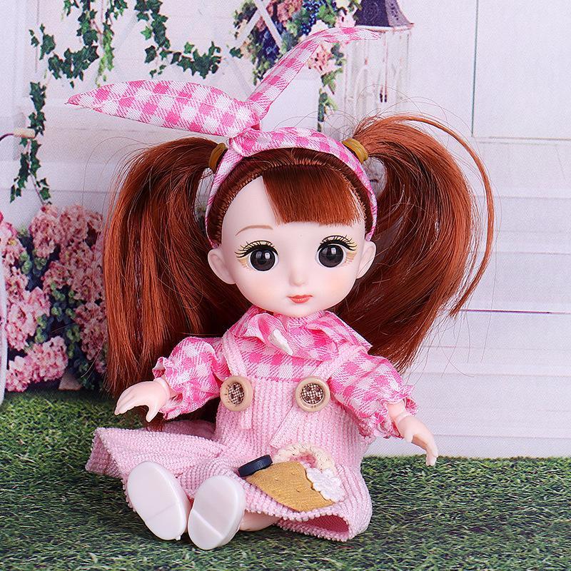 16CM Mini Movable 21Jointed Doll Girls Toy 3D Big Eyes BJD Princess Full Outfits  Dresses  Collection Childrens Doll Gift